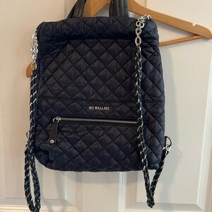 MZ Wallace Blue Quilted Backpack with Convertible Design
